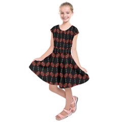 Red Silver Background Electric Kids  Short Sleeve Dress