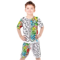 Brain Mind Psychology Idea Drawing Kids  Tee And Shorts Set by Wegoenart