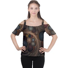 Fractal Fantasy Design Construction Cutout Shoulder Tee