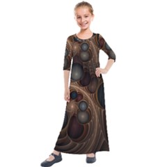 Fractal Fantasy Design Construction Kids  Quarter Sleeve Maxi Dress