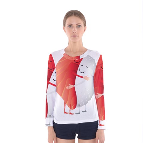 Cute Sushi Hug Fish Hugging Rice Women s Long Sleeve Tee by SR88