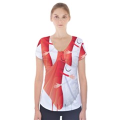 Cute Sushi Hug Fish Hugging Rice Short Sleeve Front Detail Top by SR88