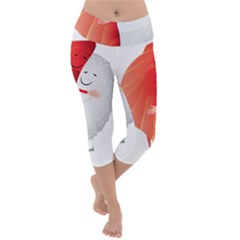 Cute Sushi Hug Fish Hugging Rice Lightweight Velour Capri Yoga Leggings by SR88