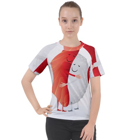 Cute Sushi Hug Fish Hugging Rice Women s Sport Raglan Tee by SR88