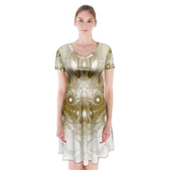 Fractal Fantasy Background Pattern Short Sleeve V-neck Flare Dress