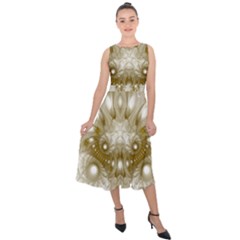 Fractal Fantasy Background Pattern Midi Tie-Back Chiffon Dress