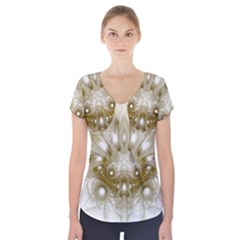 Fractal Fantasy Background Pattern Short Sleeve Front Detail Top by Wegoenart