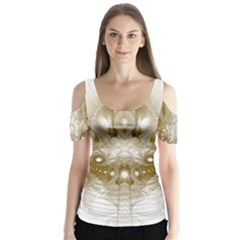 Fractal Fantasy Background Pattern Butterfly Sleeve Cutout Tee 