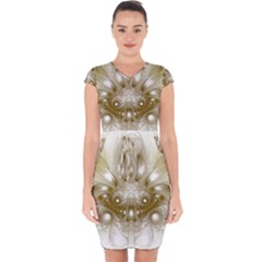 Fractal Fantasy Background Pattern Capsleeve Drawstring Dress 