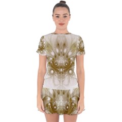 Fractal Fantasy Background Pattern Drop Hem Mini Chiffon Dress