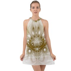 Fractal Fantasy Background Pattern Halter Tie Back Chiffon Dress