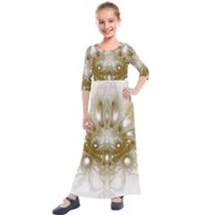 Fractal Fantasy Background Pattern Kids  Quarter Sleeve Maxi Dress