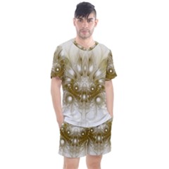 Fractal Fantasy Background Pattern Men s Mesh Tee and Shorts Set