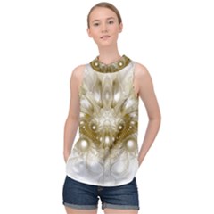 Fractal Fantasy Background Pattern High Neck Satin Top