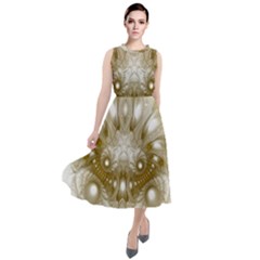 Fractal Fantasy Background Pattern Round Neck Boho Dress