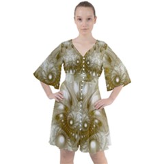 Fractal Fantasy Background Pattern Boho Button Up Dress