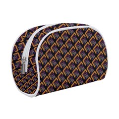 Abstract Orange Geometric Pattern Makeup Case (small)