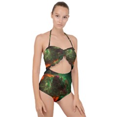 Space Cosmos Galaxy Universe Sky Scallop Top Cut Out Swimsuit