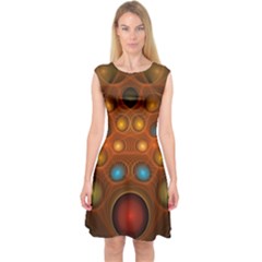 Fractal Fantasy Design Swirl Capsleeve Midi Dress