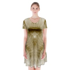 Fractal Abstract Pattern Background Short Sleeve V-neck Flare Dress