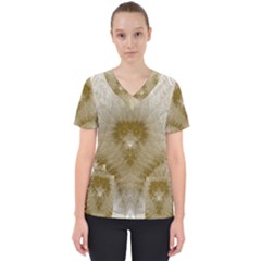 Fractal Abstract Pattern Background Women s V-Neck Scrub Top