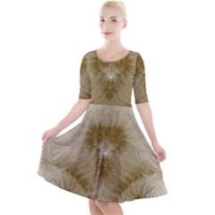 Fractal Abstract Pattern Background Quarter Sleeve A-Line Dress