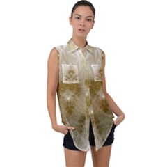 Fractal Abstract Pattern Background Sleeveless Chiffon Button Shirt