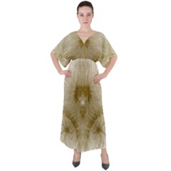 Fractal Abstract Pattern Background V-Neck Boho Style Maxi Dress