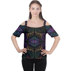 Fractal Abstract Background Pattern Art Cutout Shoulder Tee