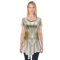 Fractal Fantasy Background Pattern Short Sleeve Tunic  by Wegoenart