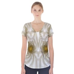 Fractal Fantasy Background Pattern Short Sleeve Front Detail Top