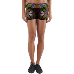 Fractal Flower Fantasy Pattern Yoga Shorts by Wegoenart