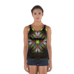 Fractal Flower Fantasy Pattern Sport Tank Top  by Wegoenart