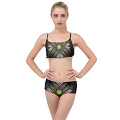 Fractal Flower Fantasy Pattern Layered Top Bikini Set