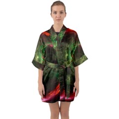 Space Cosmos Galaxy Universe Sky Half Sleeve Satin Kimono  by Wegoenart