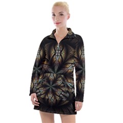 Fractal Flower Fantasy Floral Women s Long Sleeve Casual Dress by Wegoenart