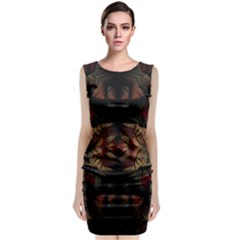 Fractal Fantasy Texture Pattern Sleeveless Velvet Midi Dress by Wegoenart