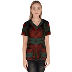 Fractal Abstract Background Pattern Women s V-neck Scrub Top by Wegoenart