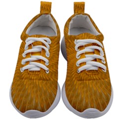 Fractal Abstract Background Pattern Gold Golden Yellow Kids Athletic Shoes by Wegoenart