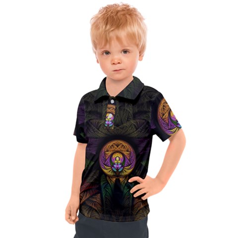 Fractal Abstract Background Pattern Kids  Polo Tee by Wegoenart