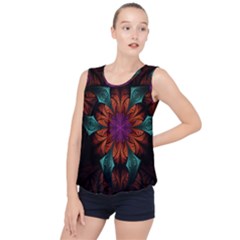 Fractal Flower Fantasy Floral Bubble Hem Chiffon Tank Top by Wegoenart