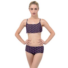 Wallpaper Floral Pattern Purple Layered Top Bikini Set