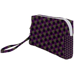 Wallpaper Floral Pattern Purple Wristlet Pouch Bag (small)