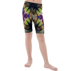 Fractal Flower Fantasy Design Kids  Mid Length Swim Shorts by Wegoenart