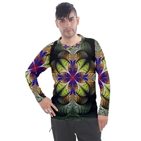 Fractal Flower Fantasy Design Men s Pique Long Sleeve Tee by Wegoenart