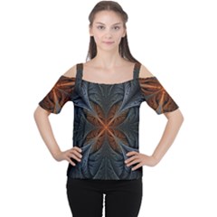 Art Abstract Fractal Pattern Cutout Shoulder Tee