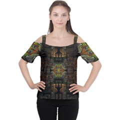 Fractal Fantasy Mystic Design Cutout Shoulder Tee