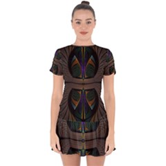 Fractal Abstract Background Pattern Drop Hem Mini Chiffon Dress by Wegoenart