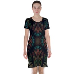 Fractal Fantasy Design Texture Short Sleeve Nightdress