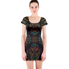 Fractal Fantasy Design Texture Short Sleeve Bodycon Dress
